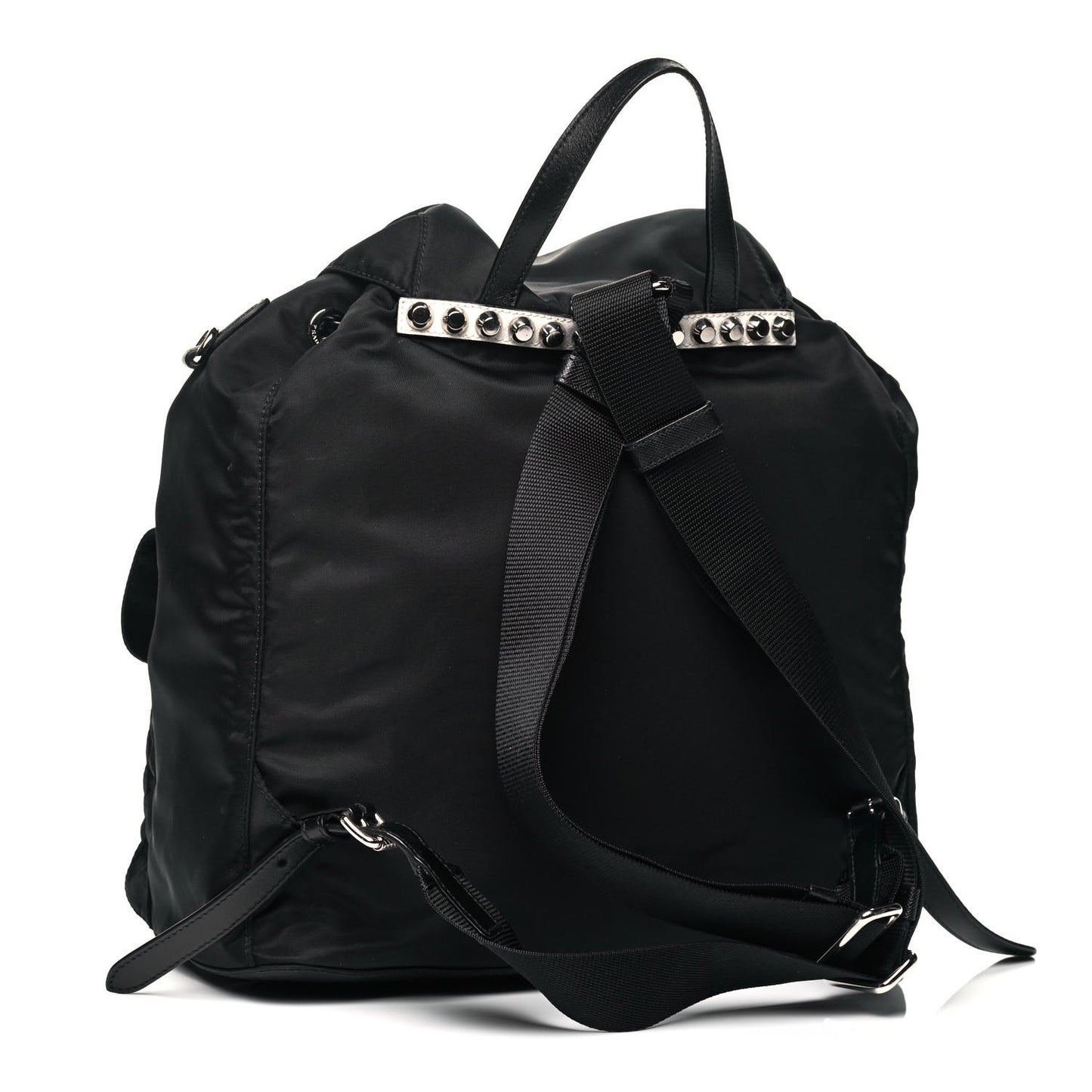 Nylon New Vela Studded Backpack Black White