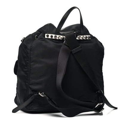 Prada Nylon New Vela Studded Backpack Black White 3 of 9