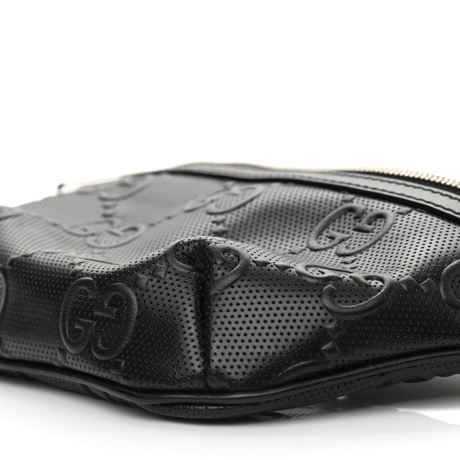Gucci Calfskin GG Tennis Embossed Belt Bag Black 9 of 10