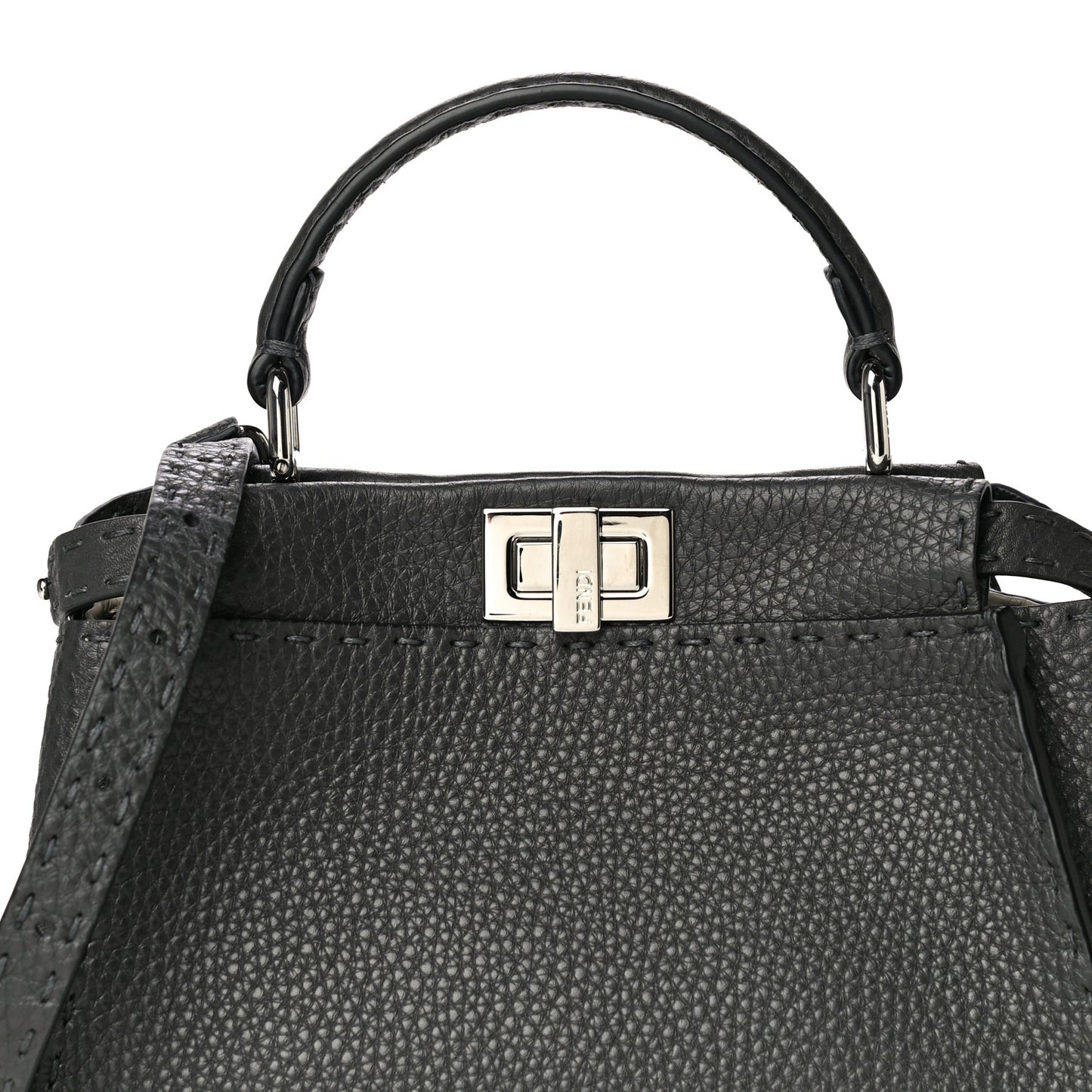 Cuoio Romano Selleria Bi-Color Mini Peekaboo Iconic Satchel Asfalto Latte