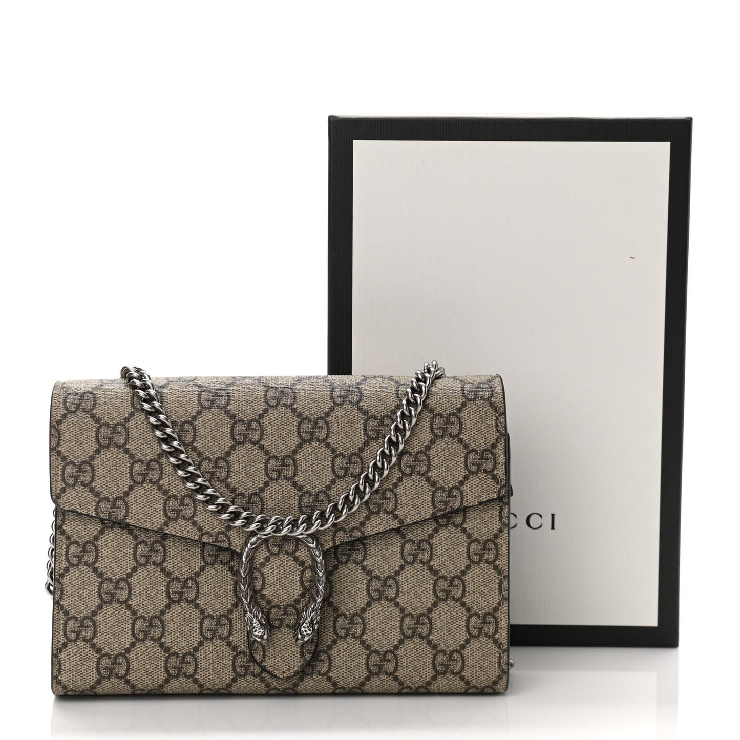 GG Supreme Monogram Mini Dionysus Chain Wallet Beige Black