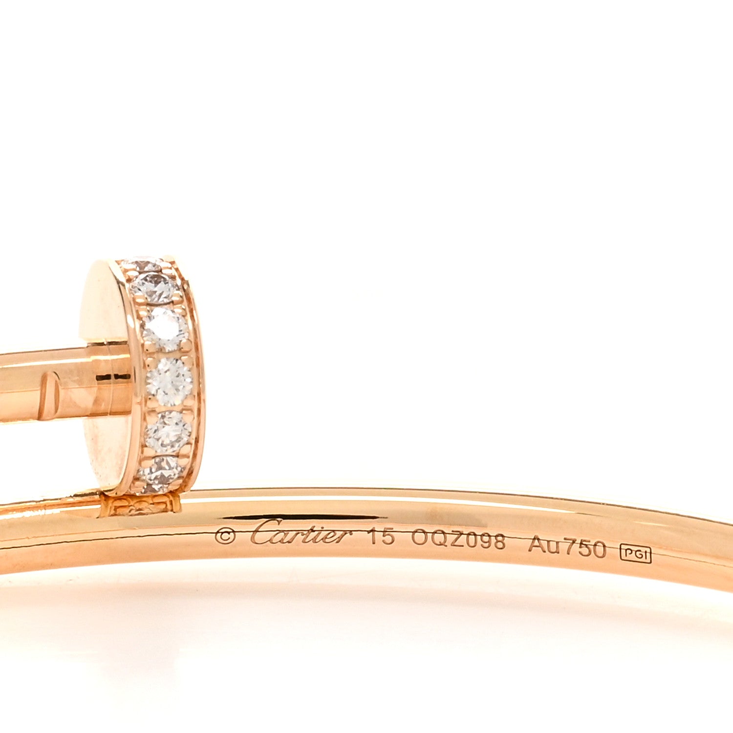 Cartier 18K Pink Gold Diamond Small Juste Un Clou Bracelet 15 3 of 4