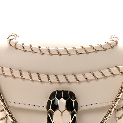 Bulgari Calfskin Woven Chain Serpenti Forever Crossbody Bag White 7 of 9