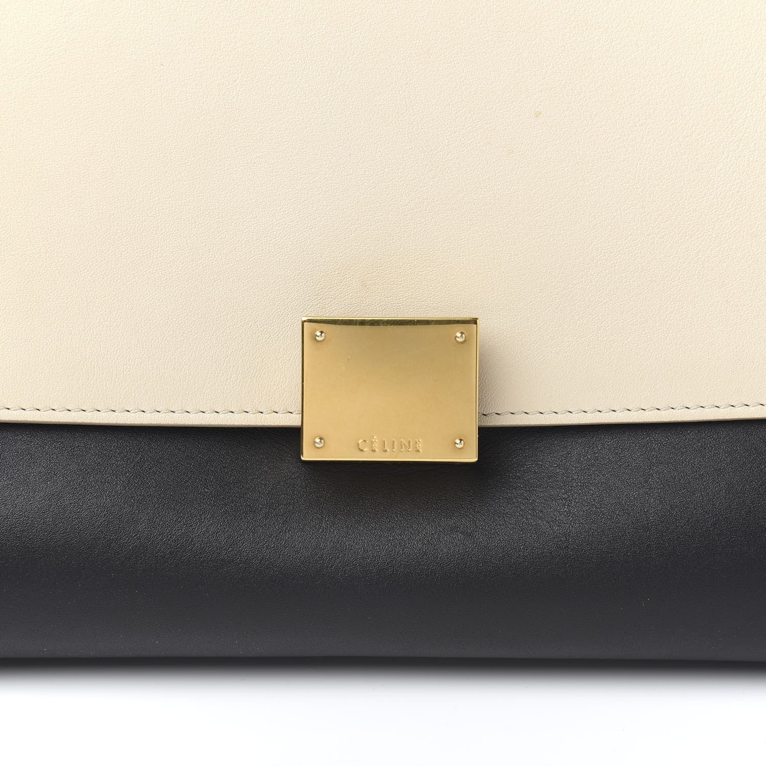 Celine Smooth Calfskin Suede Medium Tri-Color Trapeze Cream Black Brown 11 of 11