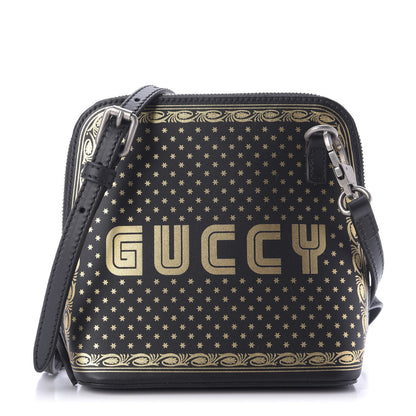 Gucci X SEGA Calfskin GUCCY Stars Mini Dome Shoulder Bag Black Gold 1 of 9