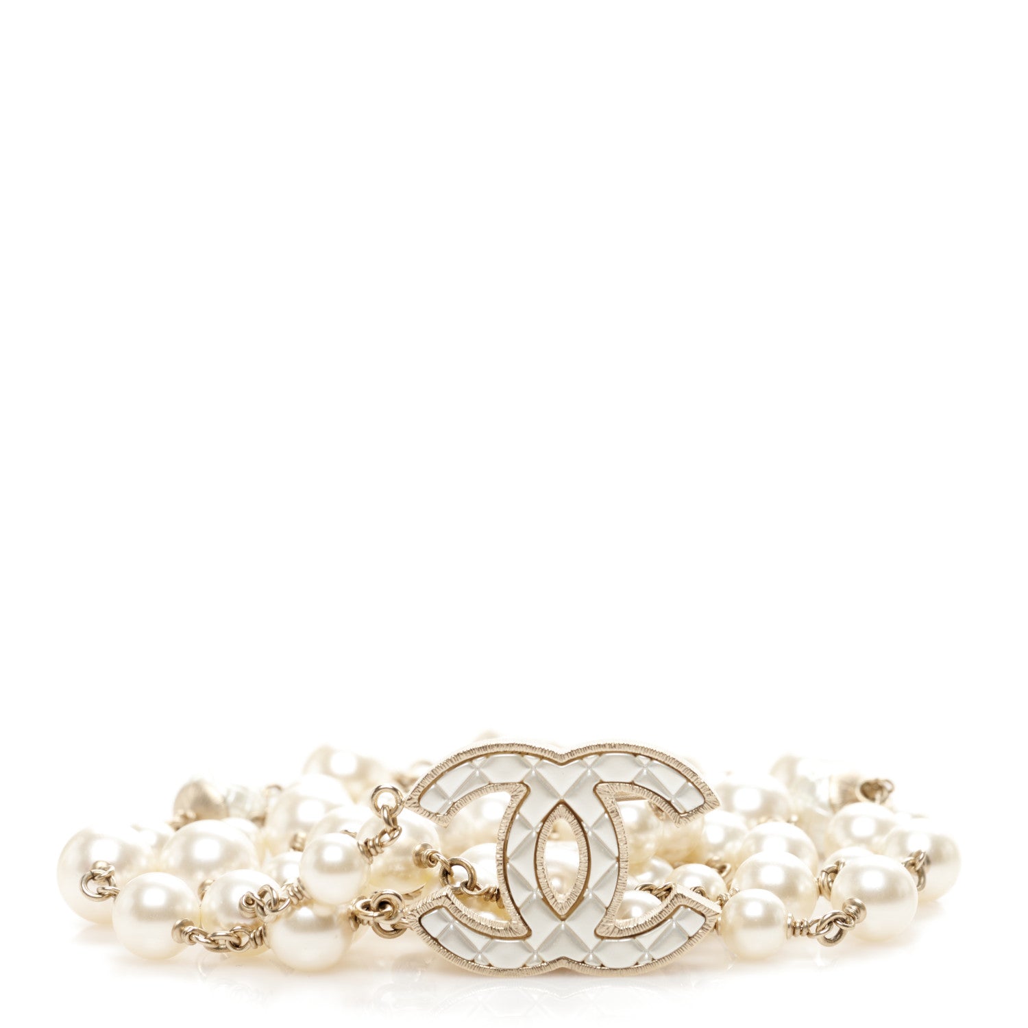 Chanel Pearl Metal Quilted CC Belt Silver Gold 1 of 3