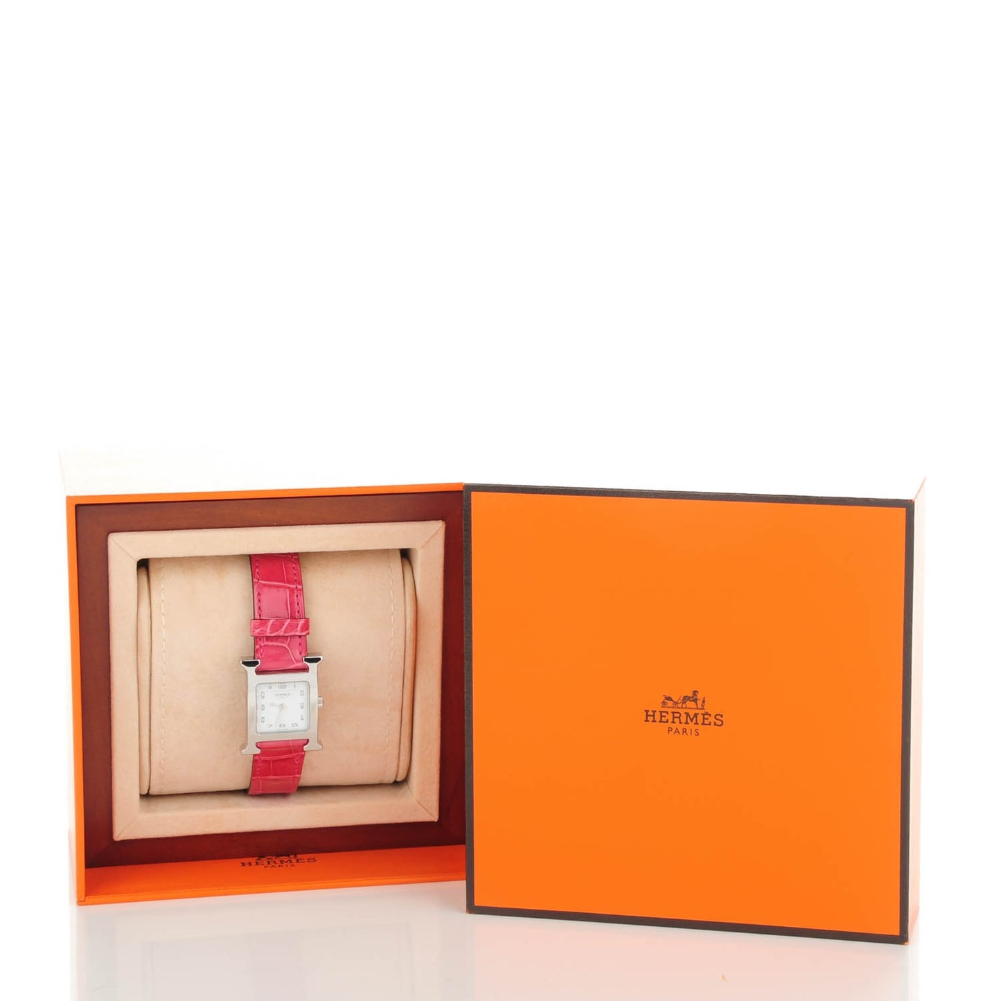 Stainless Steel Alligator 21mm Heure H Hour Quartz Watch Framboise