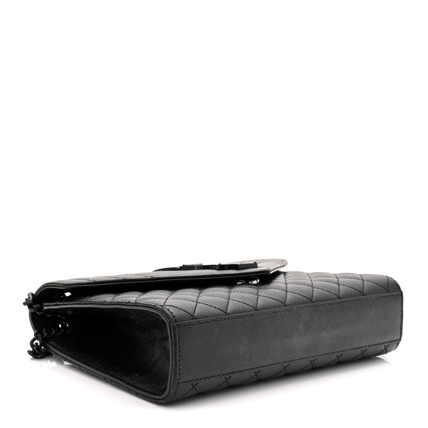 Grain De Poudre Textured Mixed Matelasse Triquilt Medium Monogram Monochrome Satchel Black