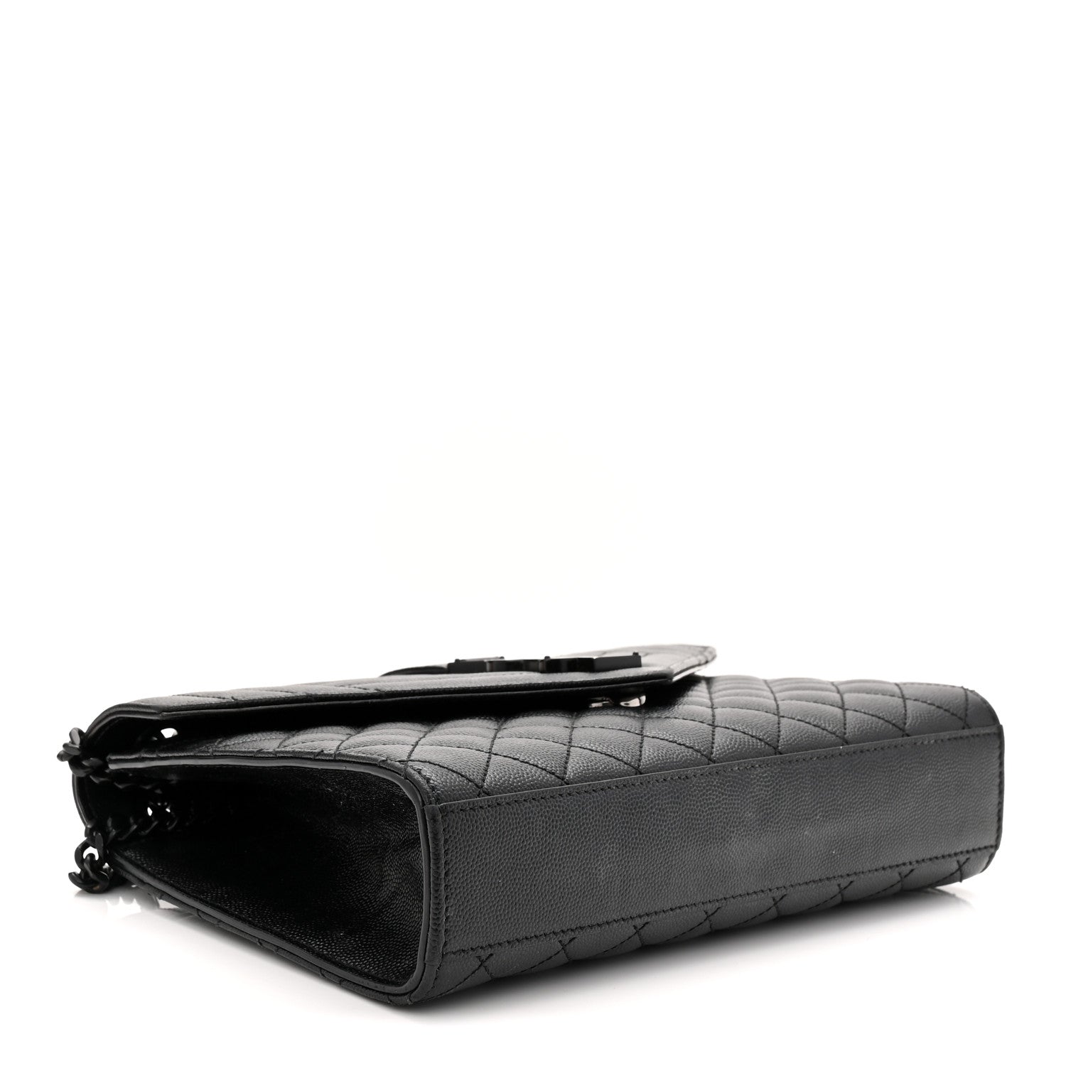 Saint Laurent Grain De Poudre Textured Mixed Matelasse Triquilt Medium Monogram Monochrome Satchel Black 4 of 11