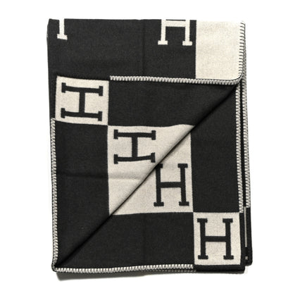 Hermes Wool Cashmere Avalon Blanket Ecru Gris Fonce 2 of 3