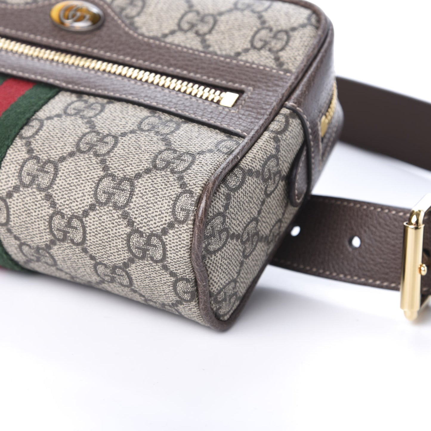 GG Supreme Monogram Web Small Ophidia Belt Bag 95 38 Dark Brown