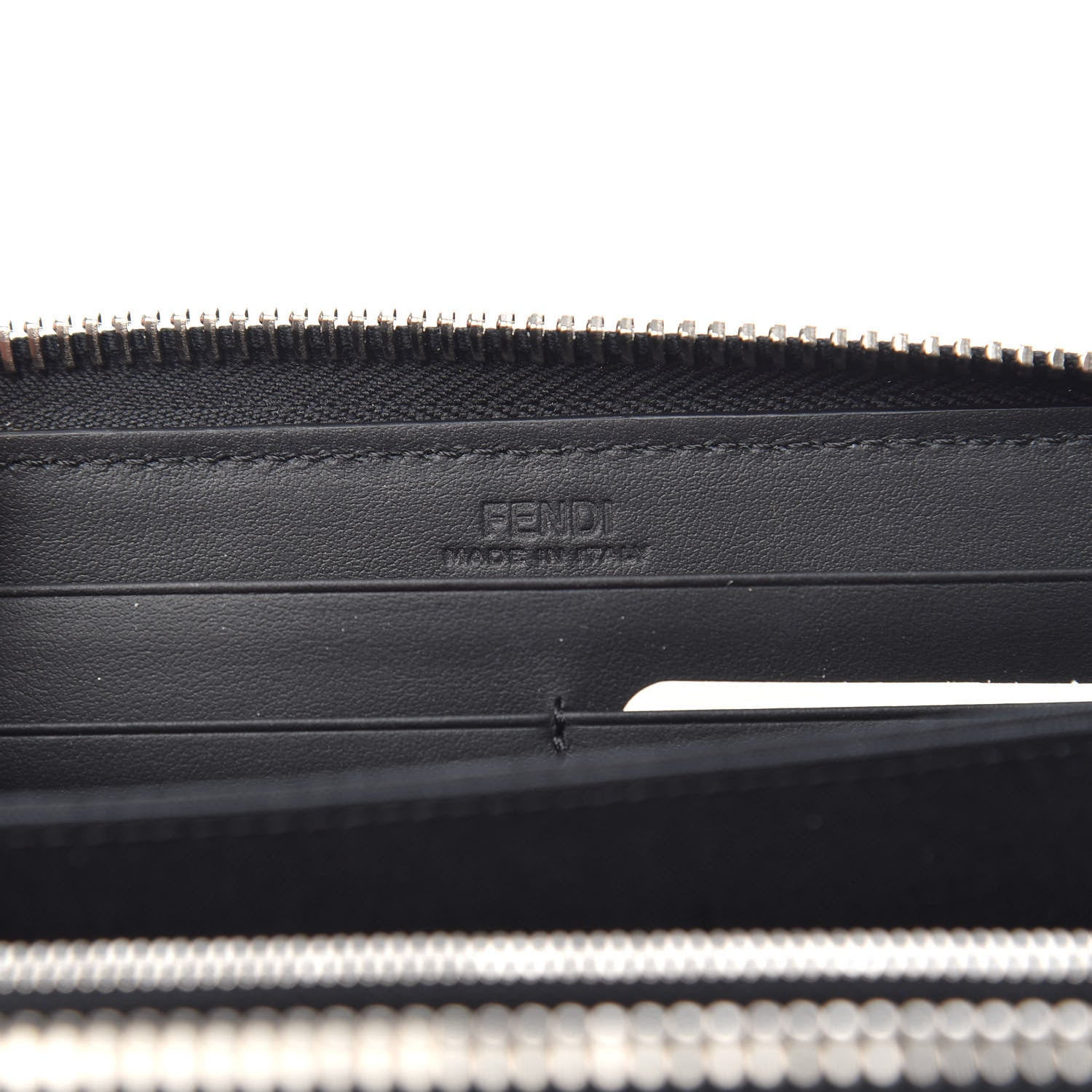 Fendi Vitello F is Fendi Bi-Color FF 1974 Embossed Zip Around Wallet Maya Black 6 of 8