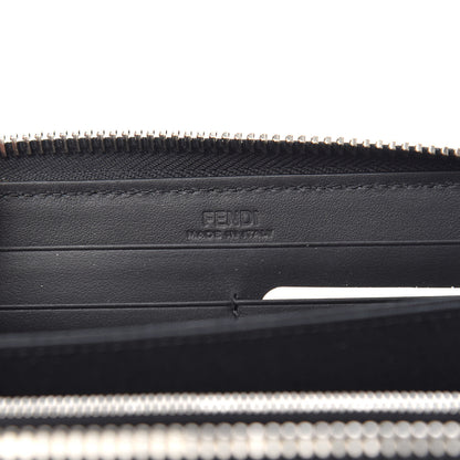 Fendi Vitello F is Fendi Bi-Color FF 1974 Embossed Zip Around Wallet Maya Black 6 of 8