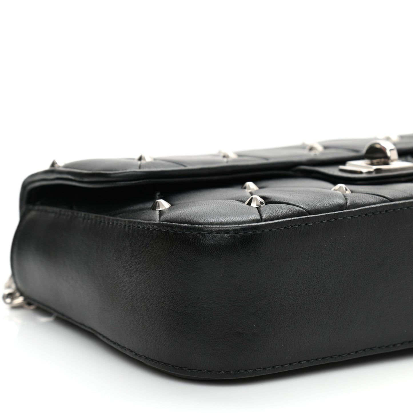 Pattina Nappa Crystal Studded Flap Bag Black