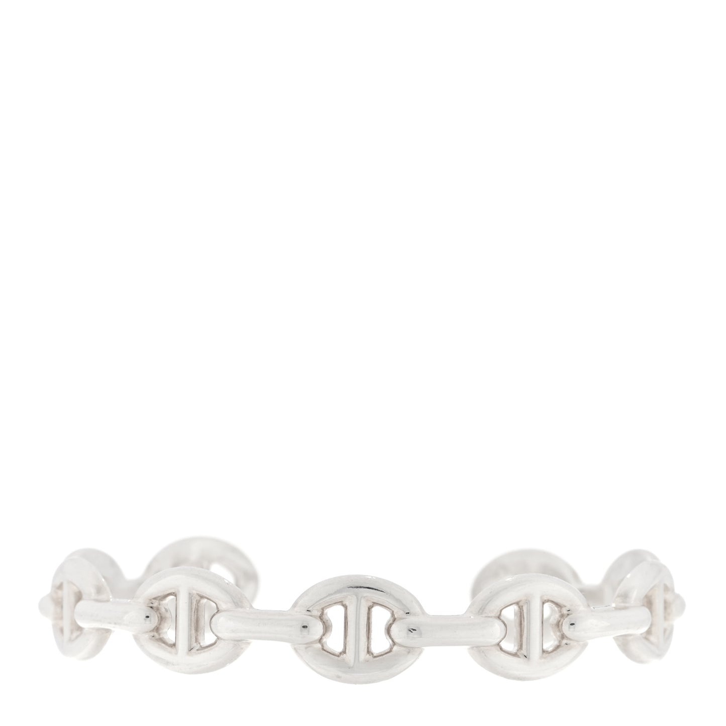 Sterling Silver MM Chaine d'Ancre Enchainee Cuff Bracelet LG