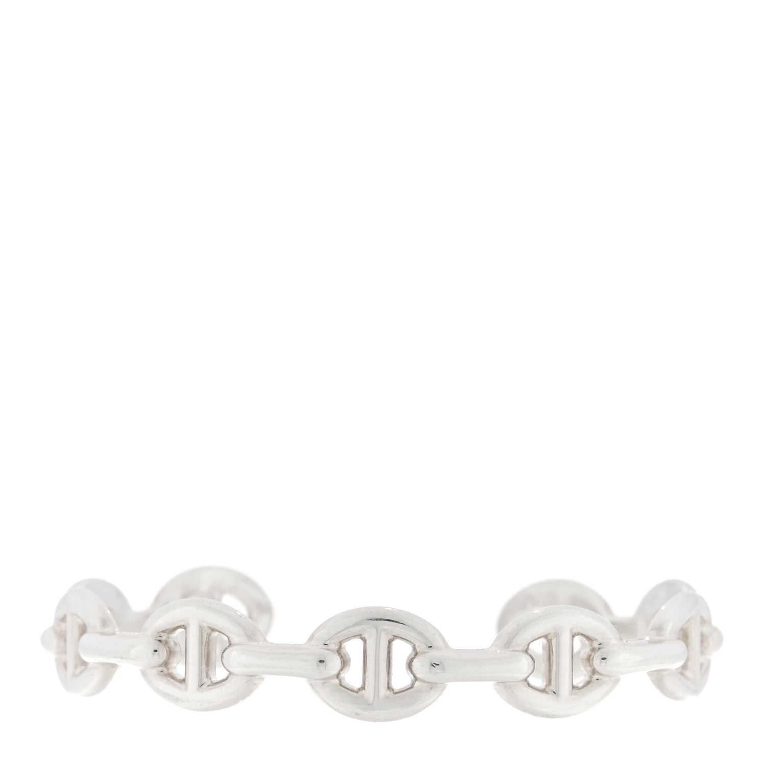 Hermes Sterling Silver MM Chaine d'Ancre Enchainee Cuff Bracelet LG 1 of 3