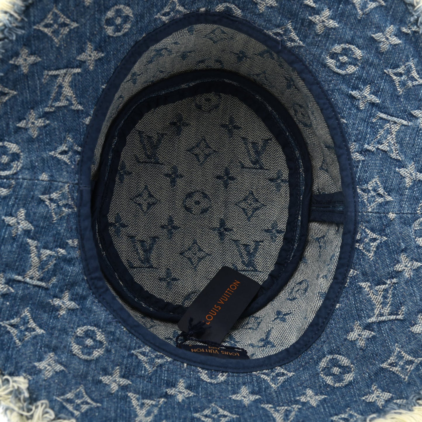 Monogram Denim Fringe Bob Bucket Hat M Blue