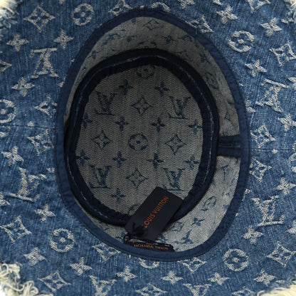 Louis Vuitton Monogram Denim Fringe Bob Bucket Hat M Blue 7 of 8