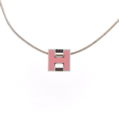 Hermes Lacquered Cage d'H Pendant Necklace Rose 4 of 7