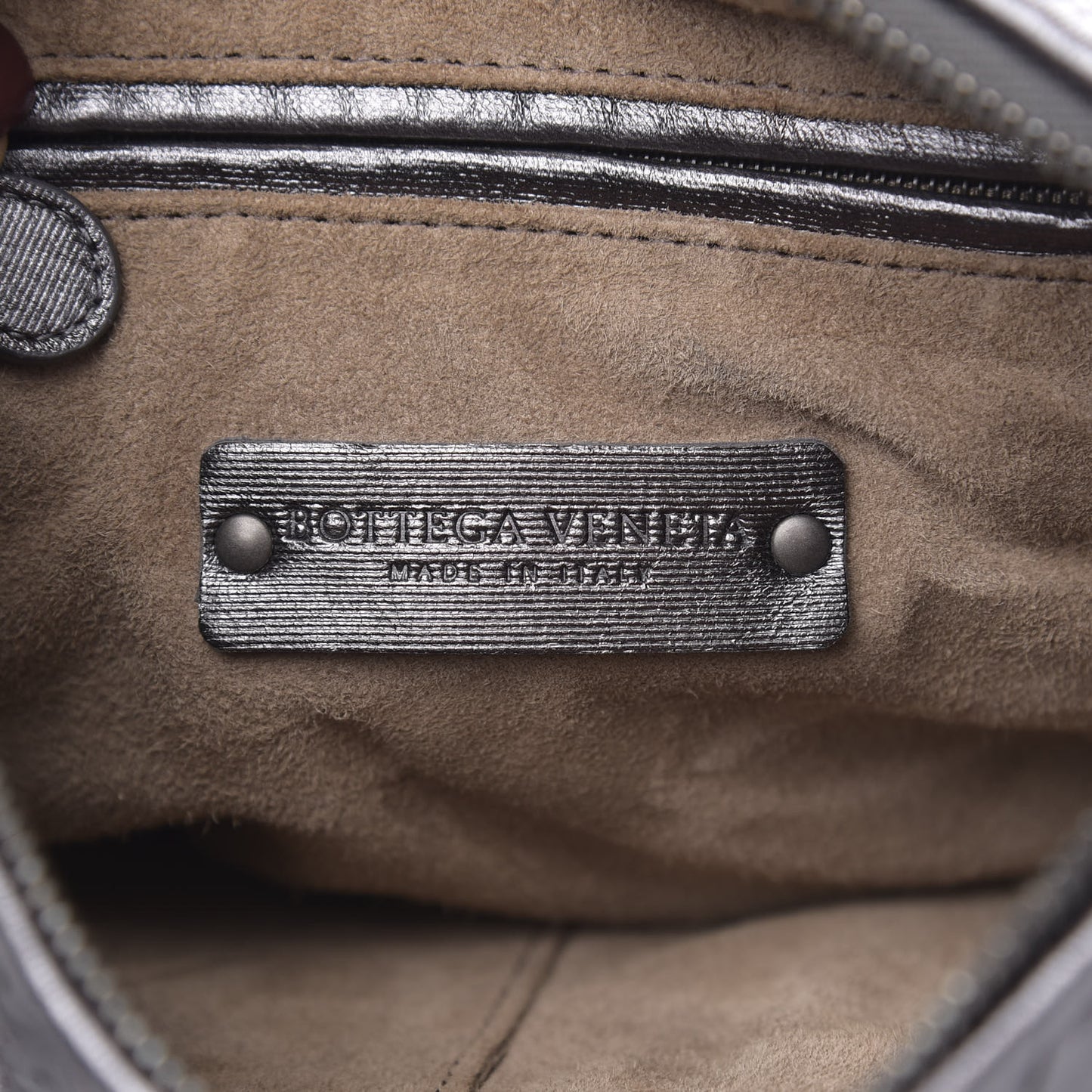 Metallic Nappa Intrecciato Nodini Crossbody Messenger Dark Grey