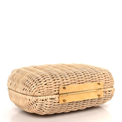 Alexander McQueen Woven Straw Four Ring Chain Knuckle Clutch Natural 4 of 9