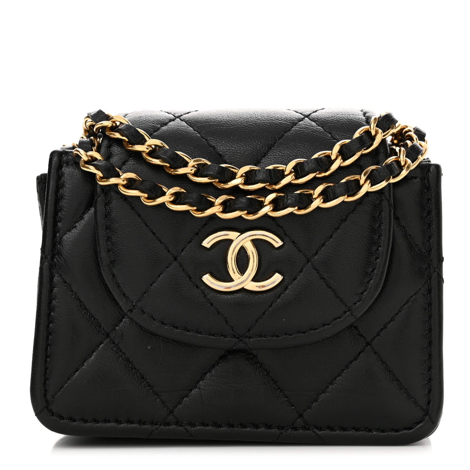 Chanel Lambskin Quilted Mini Accordion Clutch With Chain Black 1 of 11