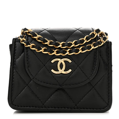 Chanel Lambskin Quilted Mini Accordion Clutch With Chain Black 1 of 11