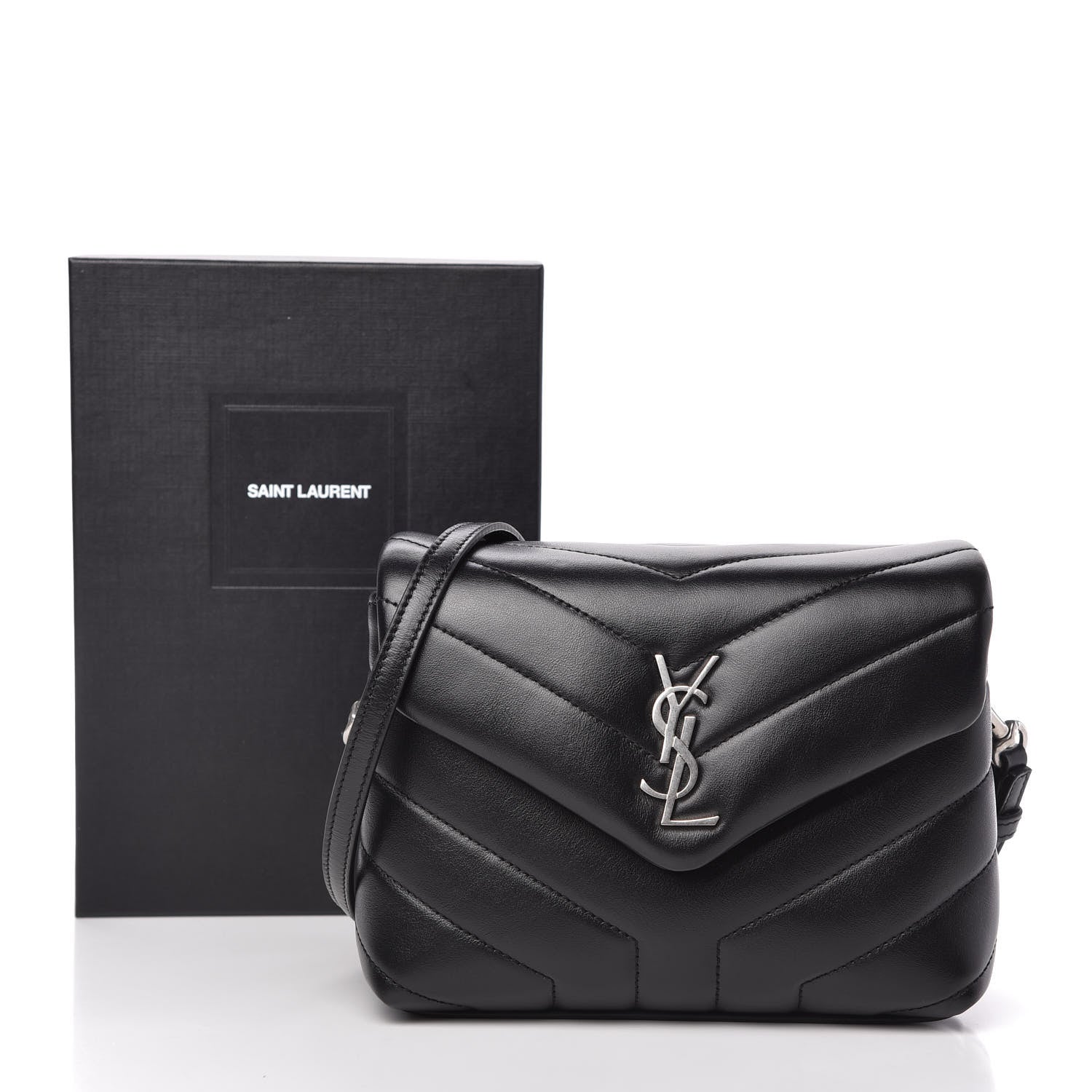 Saint Laurent Calfskin Y Quilted Monogram Toy Loulou Crossbody Bag Black 11 of 11
