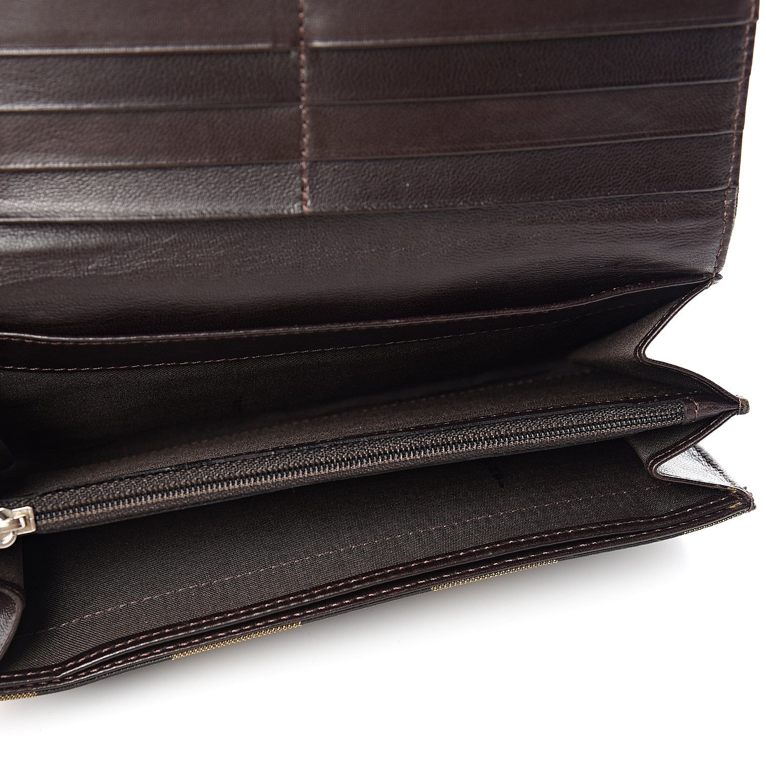 Fendi Pequin Striped Flap Wallet Tobacco 4 of 7