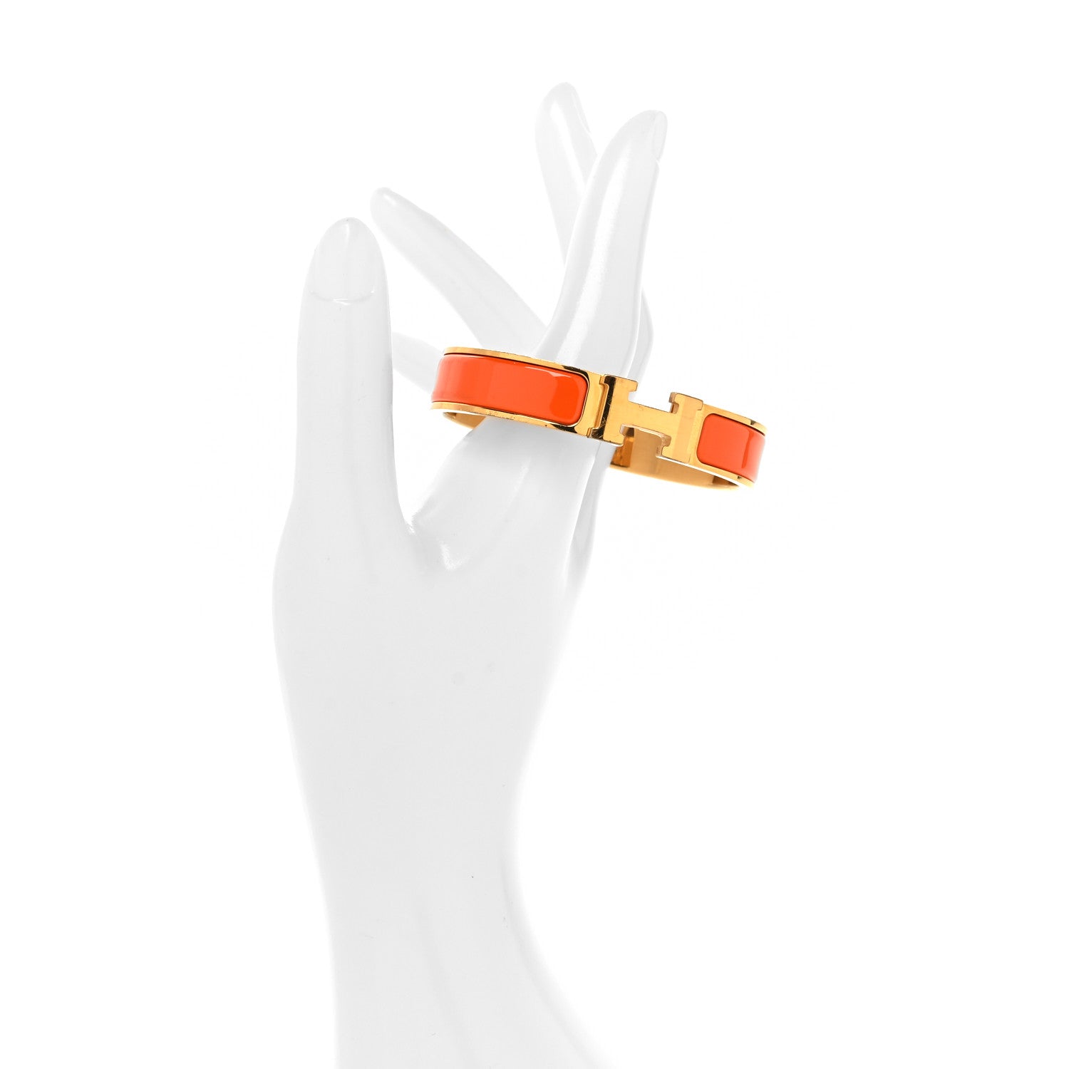 Hermes Enamel Narrow Clic Clac H Bracelet GM Orange 2 of 4