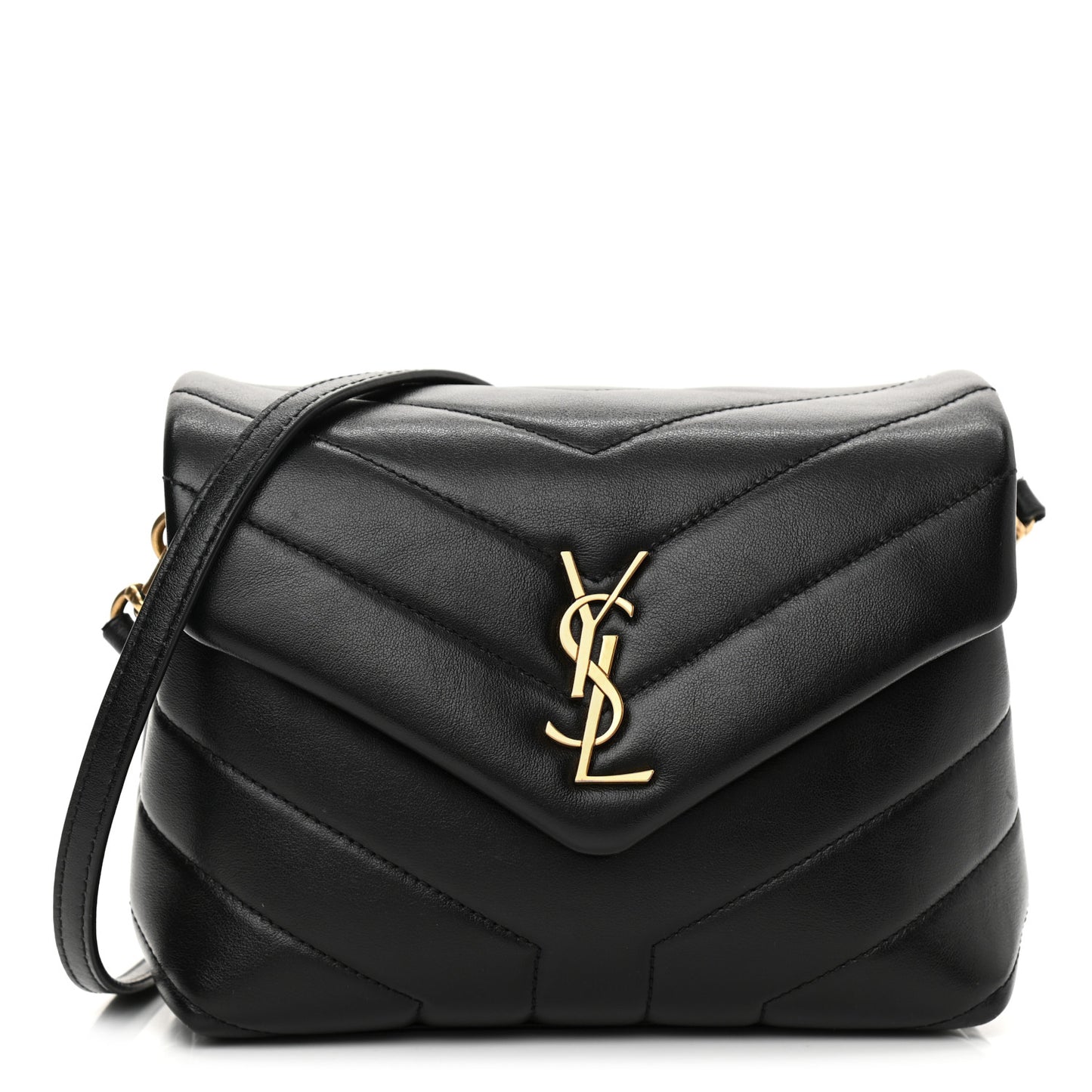Calfskin Y Quilted Monogram Toy Loulou Crossbody Bag Black