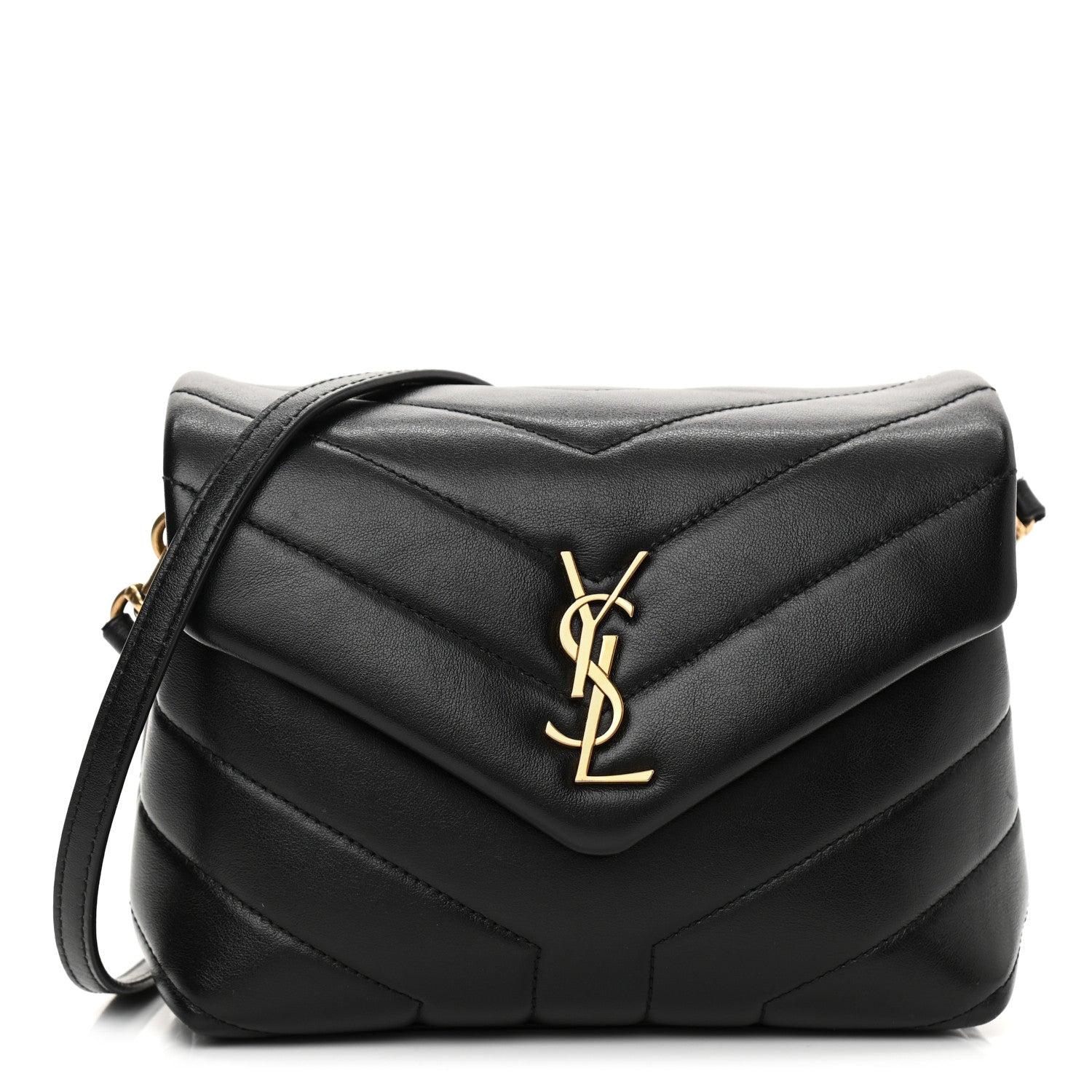 Saint Laurent Calfskin Y Quilted Monogram Toy Loulou Crossbody Bag Black 1 of 10