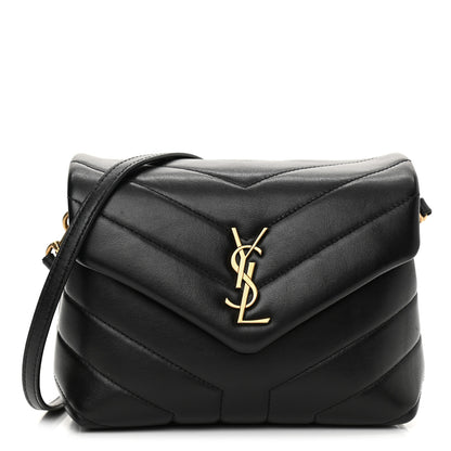 Saint Laurent Calfskin Y Quilted Monogram Toy Loulou Crossbody Bag Black 1 of 10