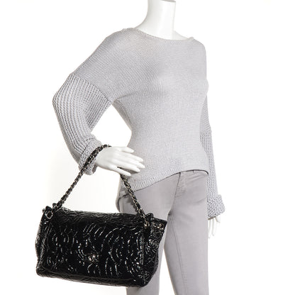 Chanel Vinyl Graphic Edge Accordion Flap Bag Black 2 of 7