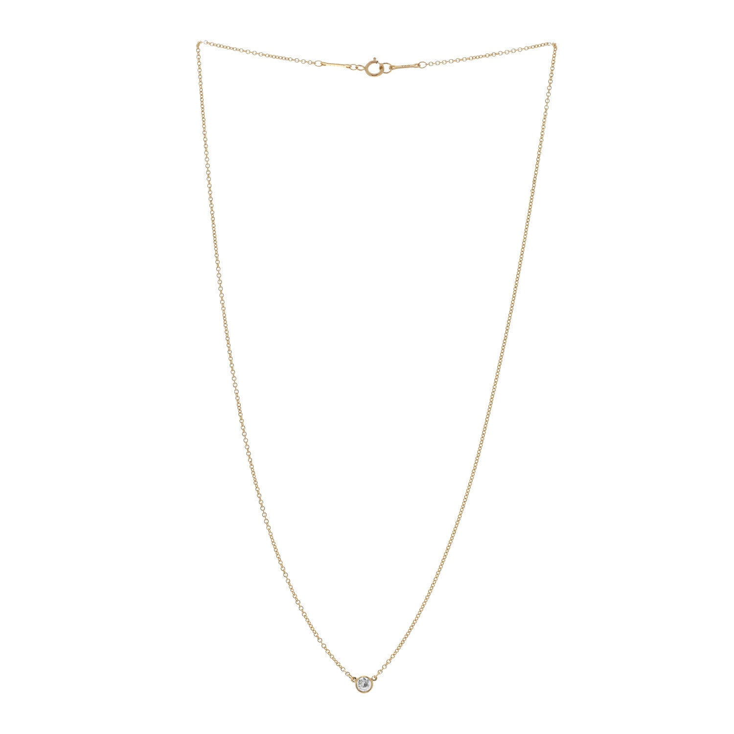 Tiffany 18K Yellow Gold Diamond .14ct Elsa Peretti Diamonds by the Yard Pendant Necklace 3 of 4