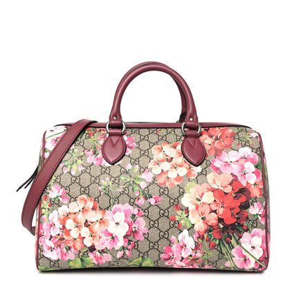 Gucci GG Supreme Monogram Blooms Medium Boston Beige Multicolor Dry Rose 1 of 12