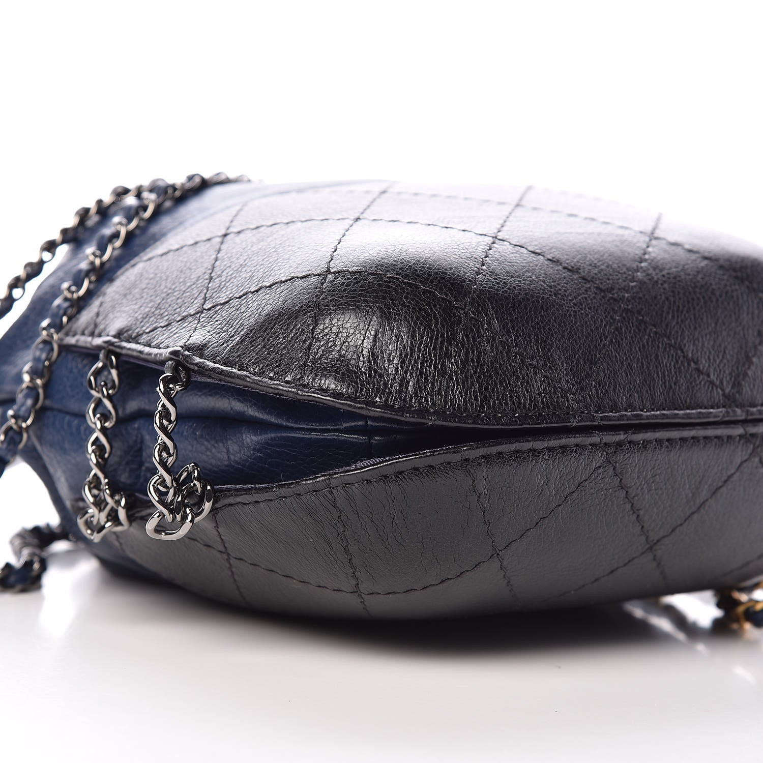 Chanel Calfskin Quilted Small Gabrielle Bucket Navy Blue Black 5 of 9