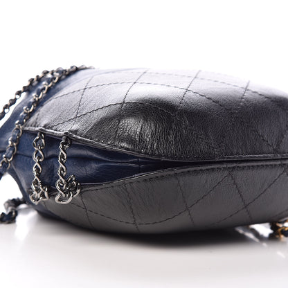 Chanel Calfskin Quilted Small Gabrielle Bucket Navy Blue Black 5 of 9