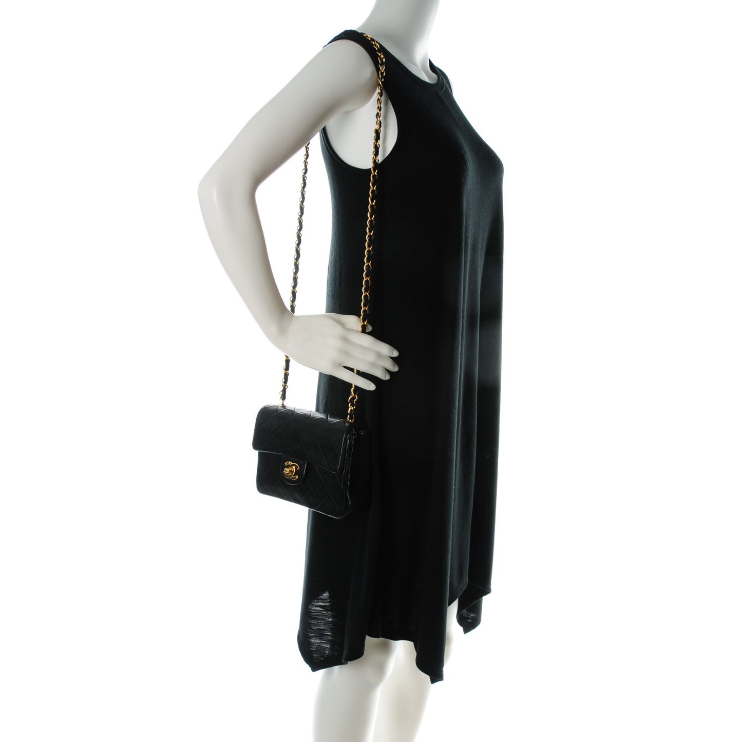 Lambskin Quilted Mini Square Flap Black