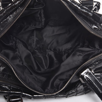 Burberry Patent Cartridge Pleat Tote Black 7 of 15