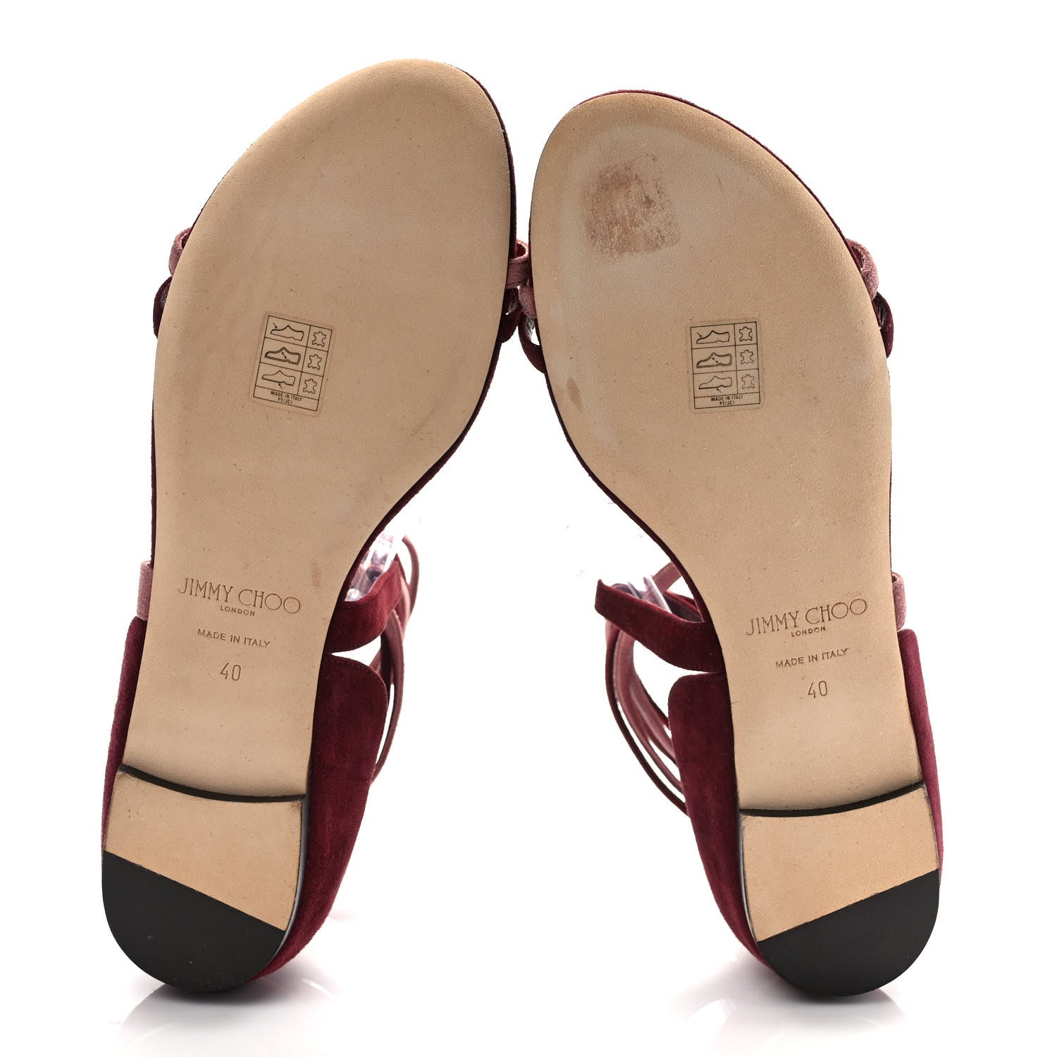 Jimmy Choo Suede Flynn Sandals 40 Vino Mix 5 of 9