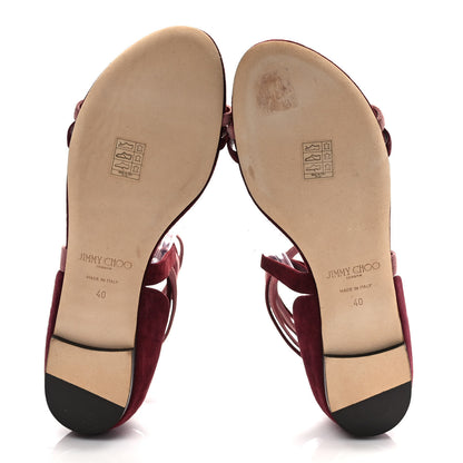 Jimmy Choo Suede Flynn Sandals 40 Vino Mix 5 of 9