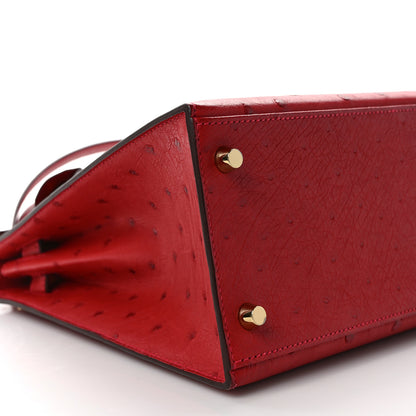 Hermes Ostrich Kelly Sellier 28 Rouge Casaque 8 of 9
