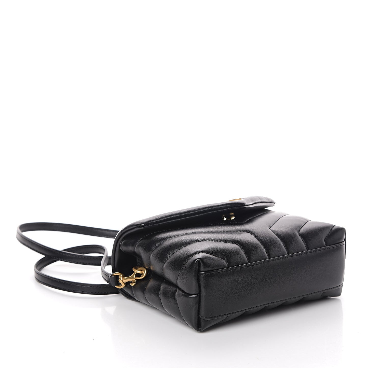 Calfskin Y Quilted Monogram Toy Loulou Crossbody Bag Black