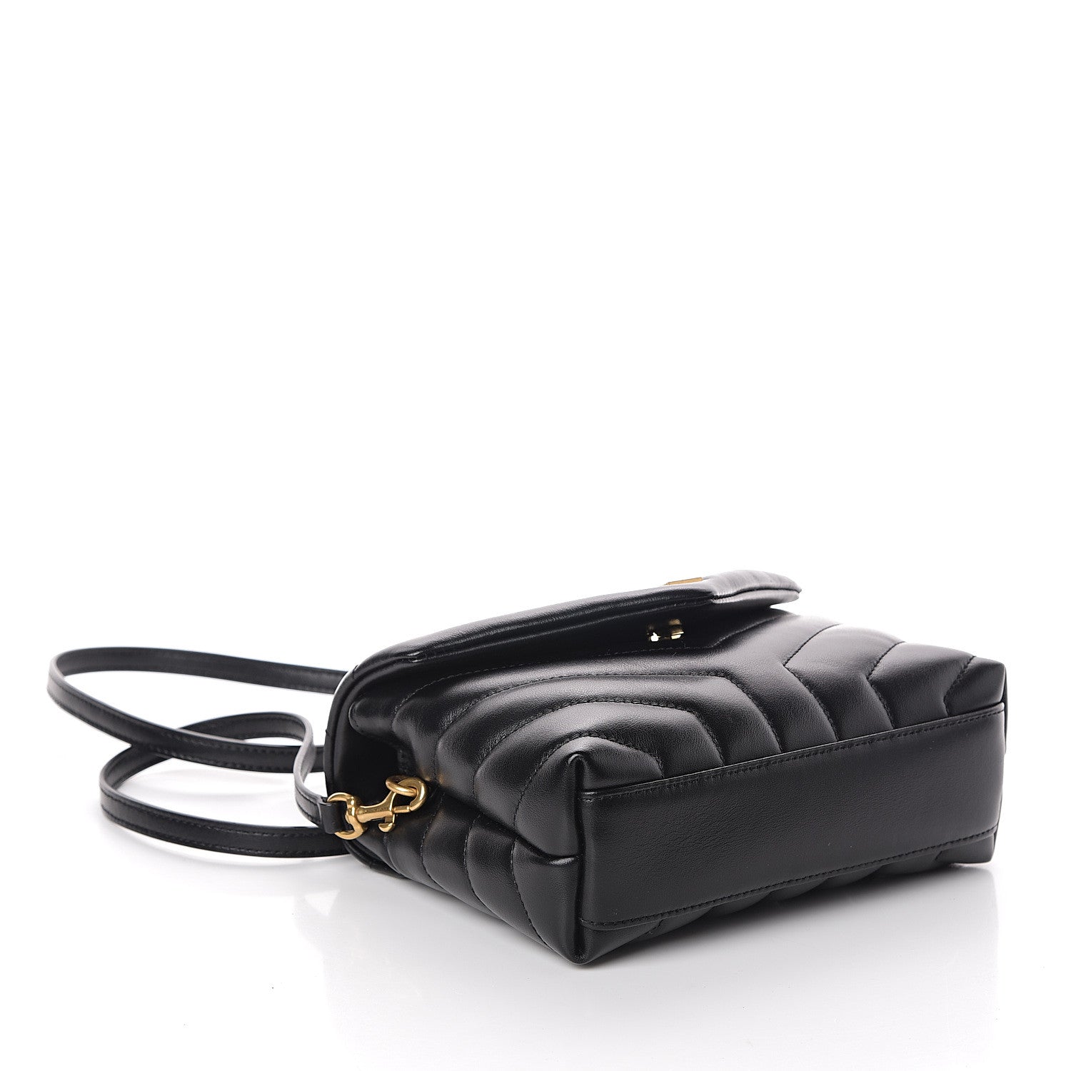 Saint Laurent Calfskin Y Quilted Monogram Toy Loulou Crossbody Bag Black 3 of 7