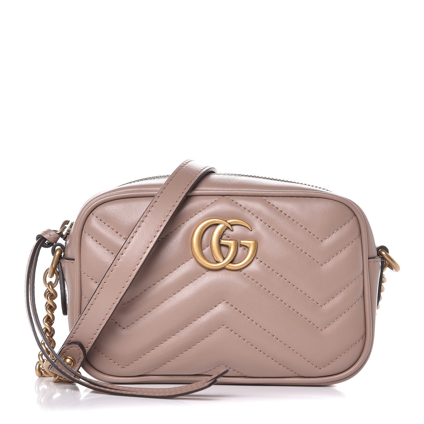 Calfskin Matelasse Mini GG Marmont Chain Shoulder Bag Porcelain Rose