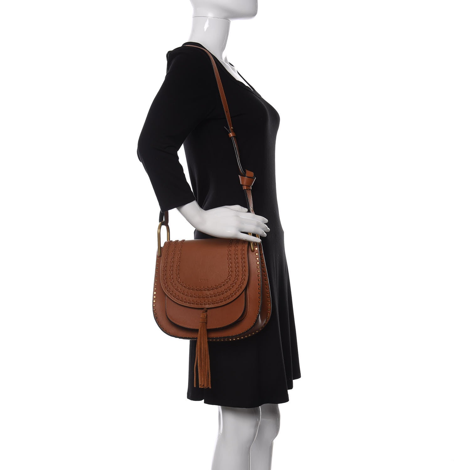 Chloe Calfskin Braided Medium Hudson Shoulder Bag Caramel 2 of 13