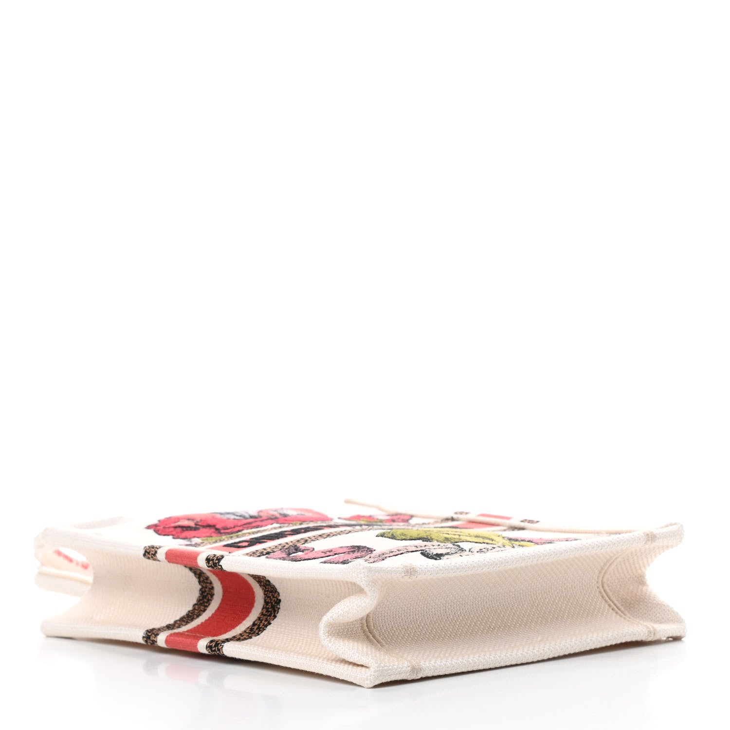 Christian Dior Canvas Embroidered Vertical Fleurs Bibliques Book Tote Latte Multicolor 4 of 10
