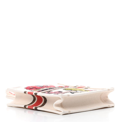 Christian Dior Canvas Embroidered Vertical Fleurs Bibliques Book Tote Latte Multicolor 4 of 10