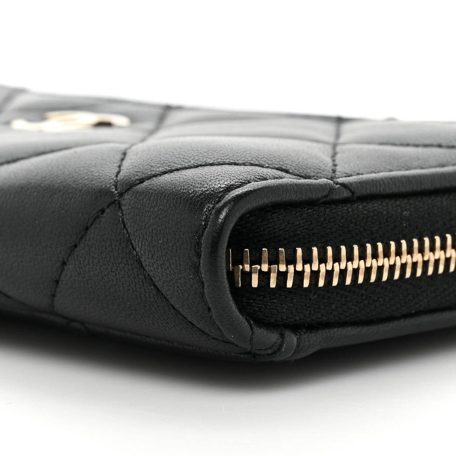Chanel Lambskin Quilted Zip Card Holder Black 9 of 11